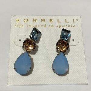 Sorrelli Blue and Gold Gemstone Pierced Earrings